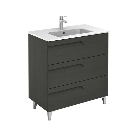 Sonas Brava Nature Grey 3 Drawer 80Cm Vanity Unit | SLFBNG3DR80