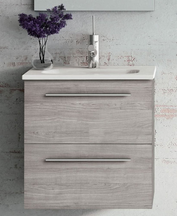 Sonas Paris 50Cm Sandy Grey Wall Hung 2 Drawer Vanity Unit | 123152