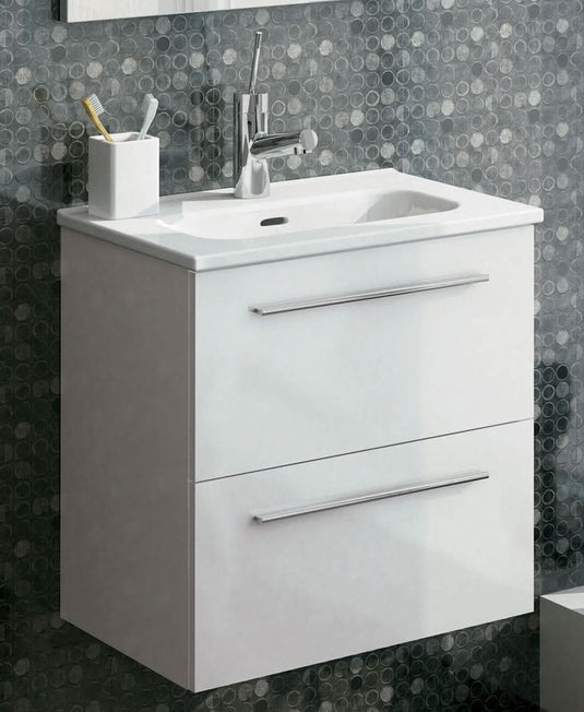 Sonas Paris 50Cm Gloss White Wall Hung 2 Drawer Vanity Unit | 123150