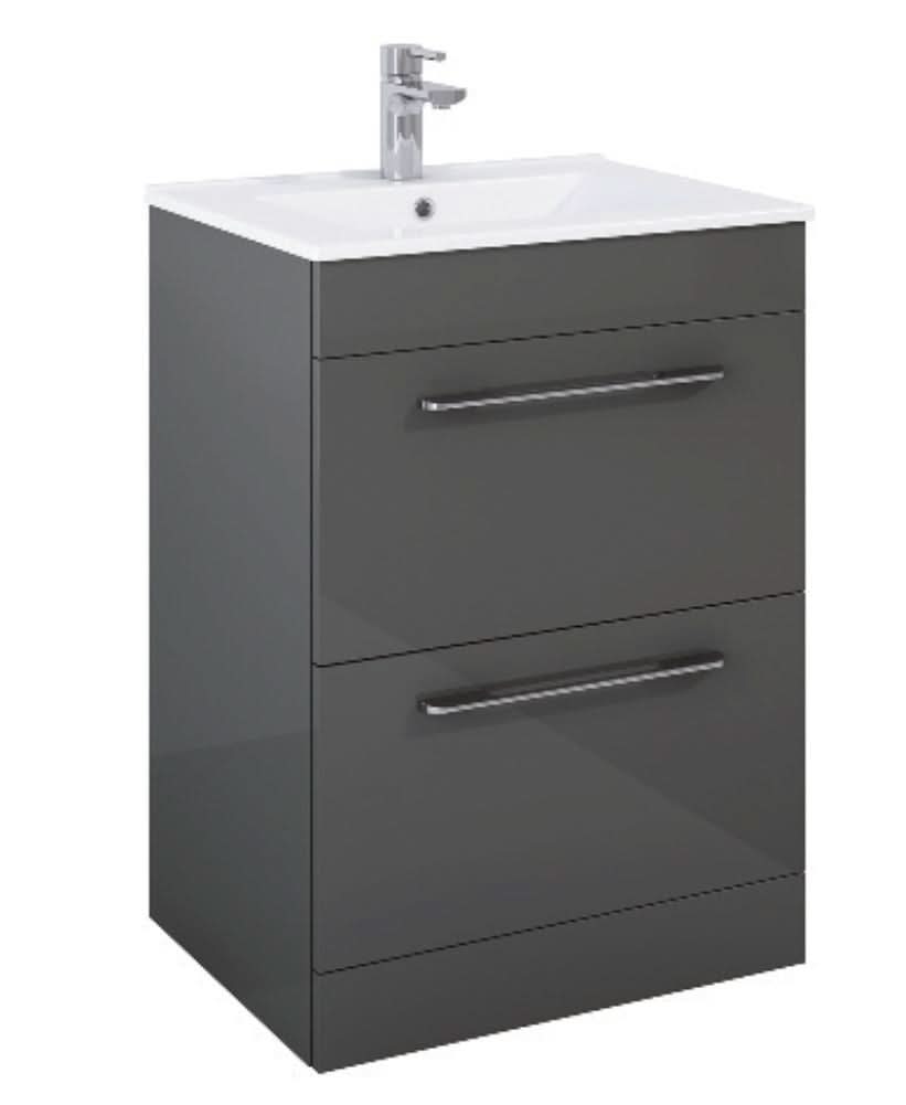 Sonas Gloss Grey 50Cm 2 Drawer Vanity Unit | Cork, Ireland - Toss Bryan