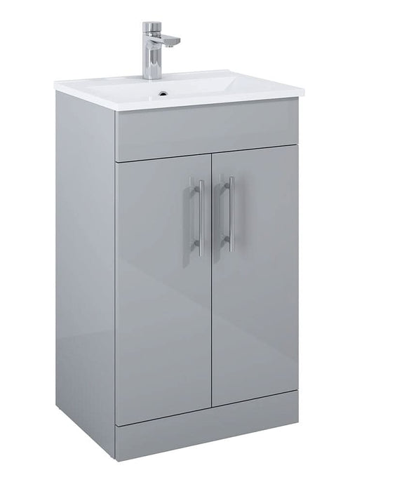 Sonas Belmont Square Gloss Light Grey 50Cm Vanity Unit | SQBEL50LG