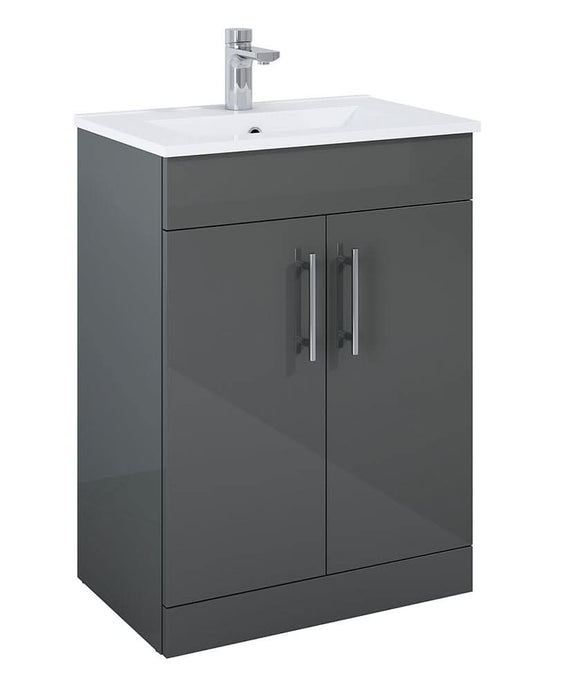 Sonas Belmont Square Gloss Grey 60Cm Vanity Unit | SQBEL60GG