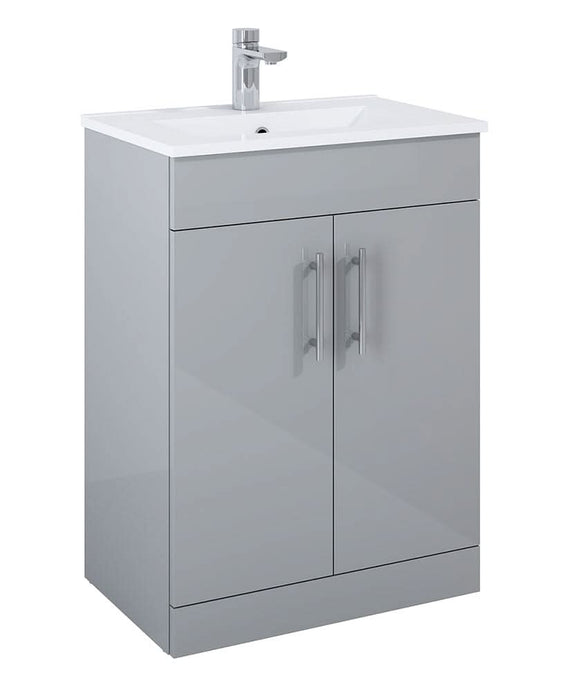 Sonas Belmont Square Gloss Light Grey 60Cm Vanity Unit | SQBEL60LG