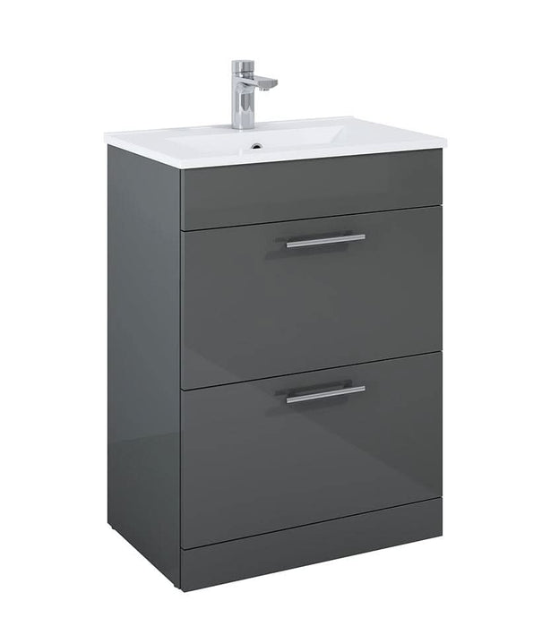 Sonas Belmont Square Two Drawer Floor Standing Unit Gloss Grey 60Cm | UF0258