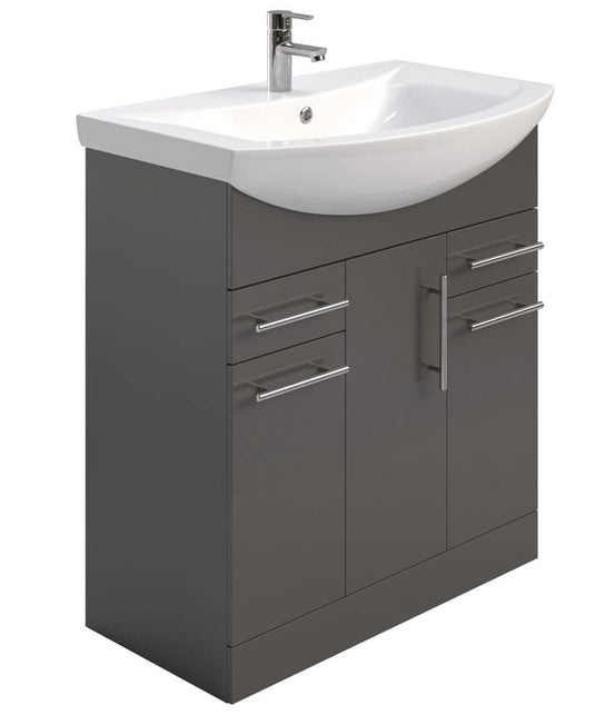 Sonas Belmont Gloss Grey 75Cm Vanity Unit | ELTBEL75GG