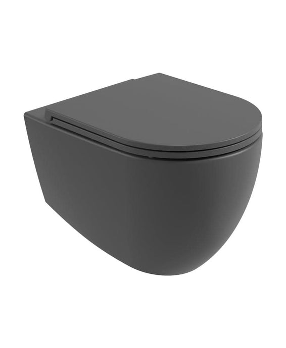 wall hung charcoal grey toilet