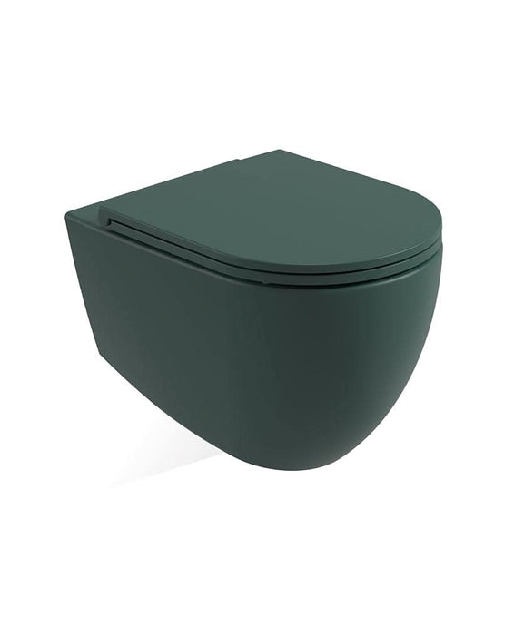 Wall hung forest green toilet