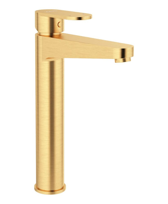 basin mixer in brushed gold