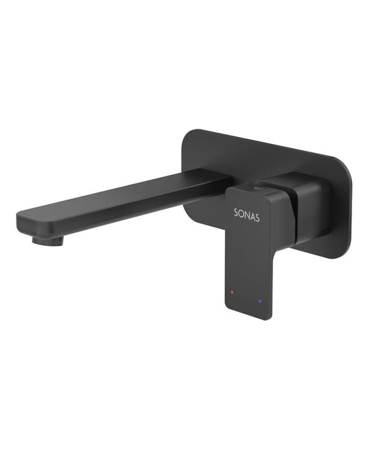 Sonas Contour Wall Mounted Matt Black Basin Mixer | UBR0064