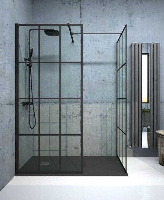 Sonas Aspect Black Trellis Wetroom Panel 700 | ABWRP008