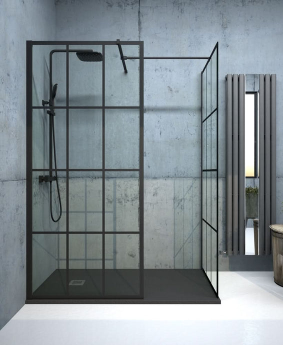 Sonas Aspect Black Trellis Wetroom Panel 1100 | ABWRP012