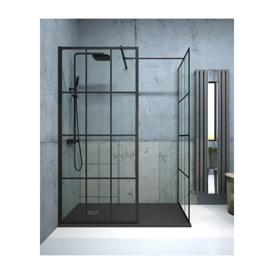 Sonas Aspect Black Trellis Wetroom Panel 1400 | ABWRP014