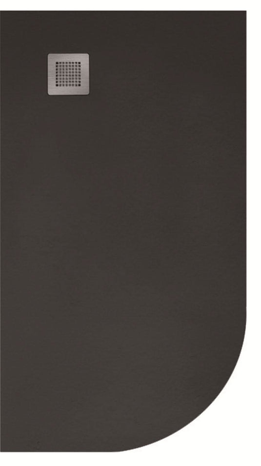 sonas slate black offset quadrant shower tray and waste