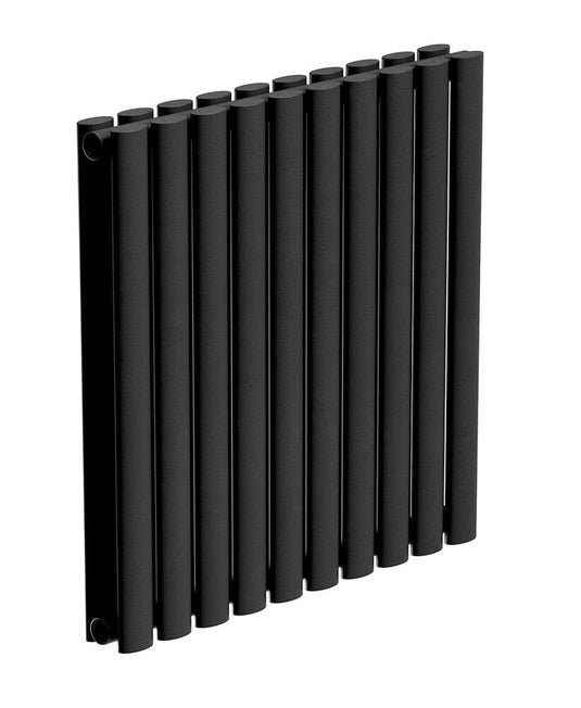 Sonas Amura Elliptical Tube Horizontal Designer Radiator  600 X 600 Double Panel Black | ADPH60BK