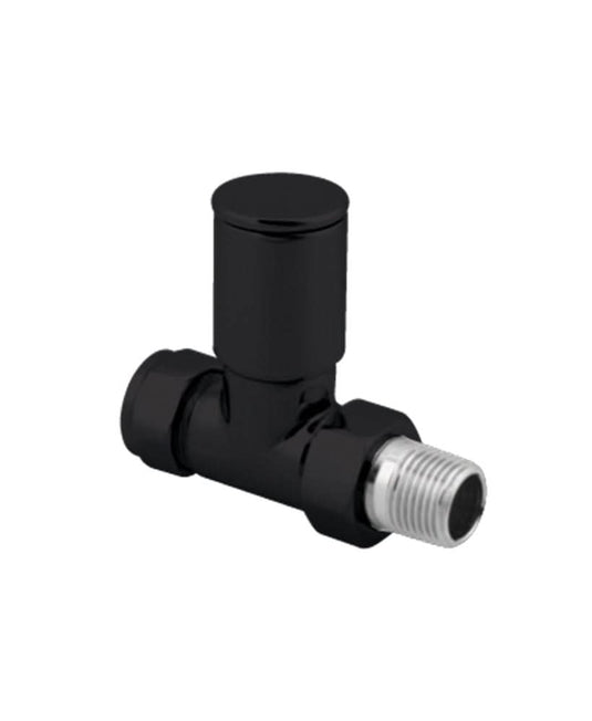 Sonas Round Straight Black Radiator Valve | RSVAL03