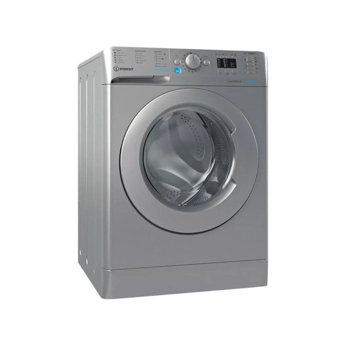 silver washing machine