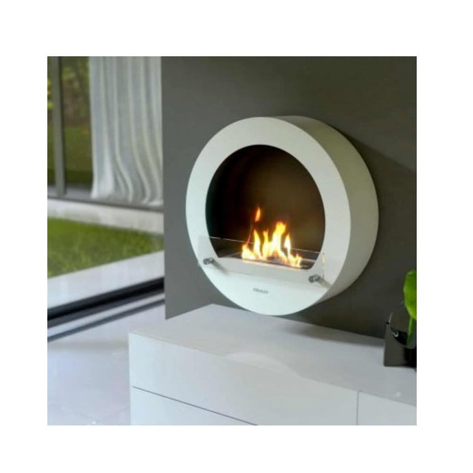 henley hamburg bio ethanol stove in white, wall mounted