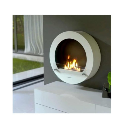 henley hamburg bio ethanol stove in white, wall mounted