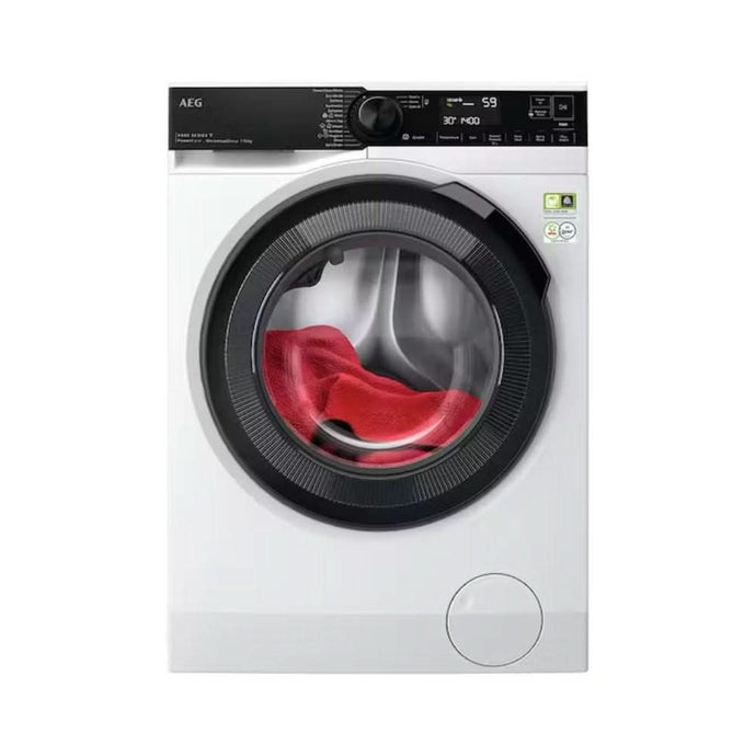 white and black 10kg AEG freestanding washing machine