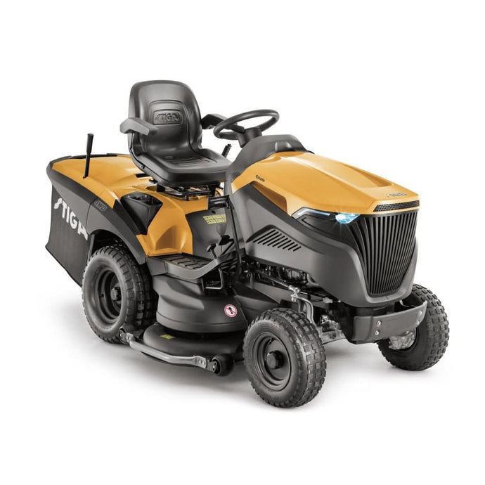 stiga 9 series ride on 122cm hydrostatic 4Wd in black and golden yellow