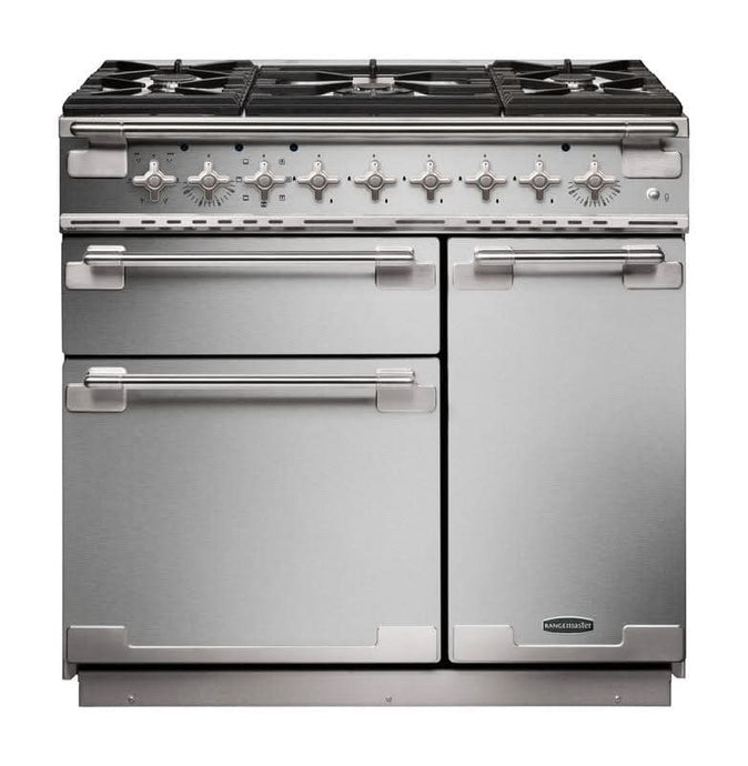 dual fuel rangemaster elise 110 in stainless steel with chrome trim