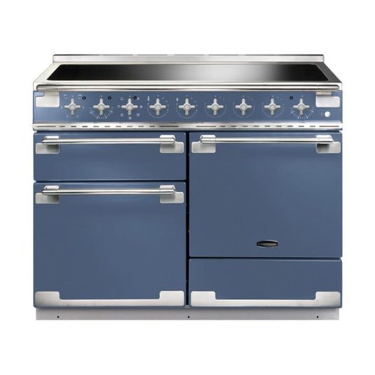 dual fuel rangemaster elise 110 in stone blue with chrome trim