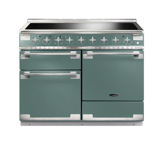 induction rangemaster elise 110 in mineral green with chrome trim