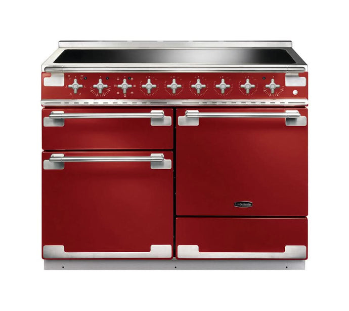 induction rangemaster elise 110 in cherry red with chrome trim