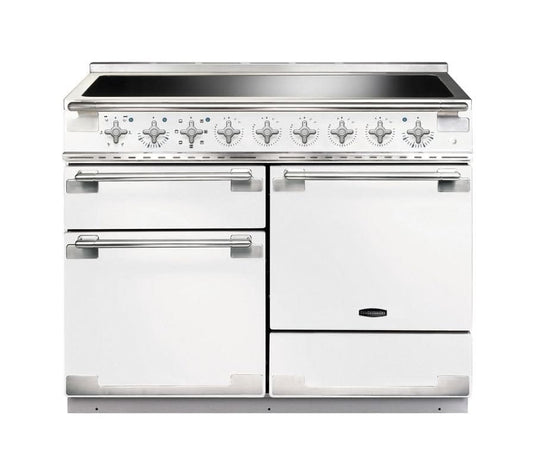 induction rangemaster elise 110 in white with chrome trim
