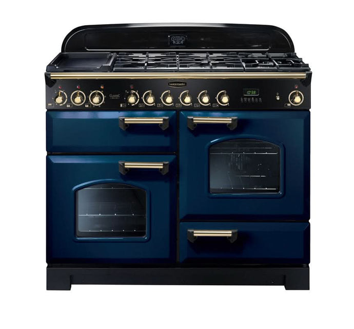 Rangemaster Classic Deluxe 110 | Dual Fuel | Blue | Brass Trim | CDL110DFFRB/B