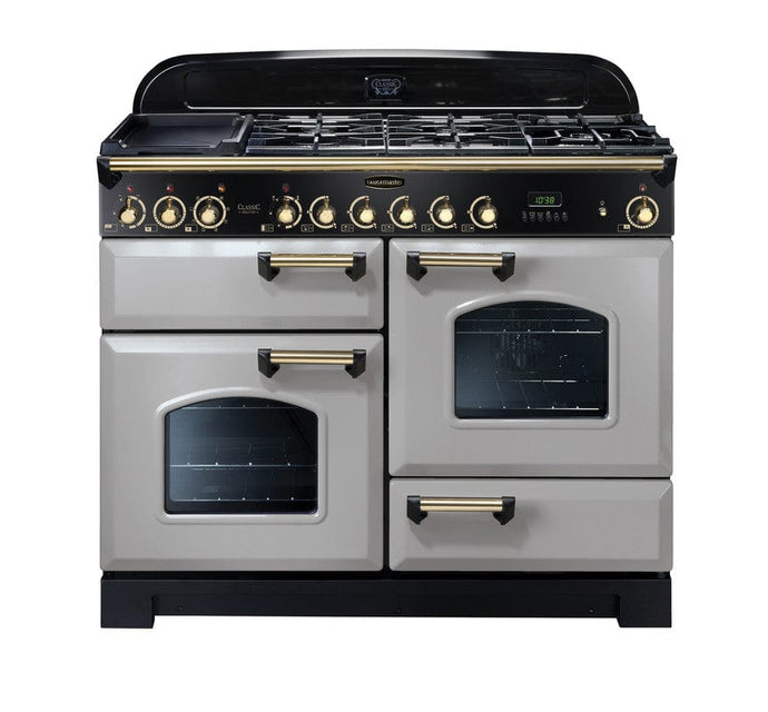 Rangemaster Classic Deluxe 110 | Dual Fuel | Royal Pearl | Brass Trim | CDL110DFFRP/B