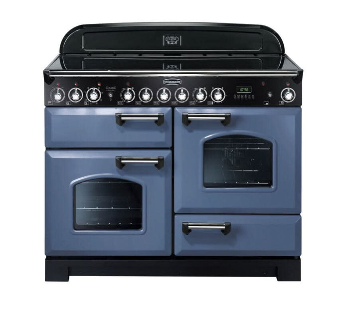 ceramic rangemaster classic deluxe 110 in stone blue with chrome trim