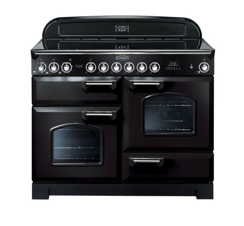 ceramic rangemaster classic deluxe 110 in black with chrome trim