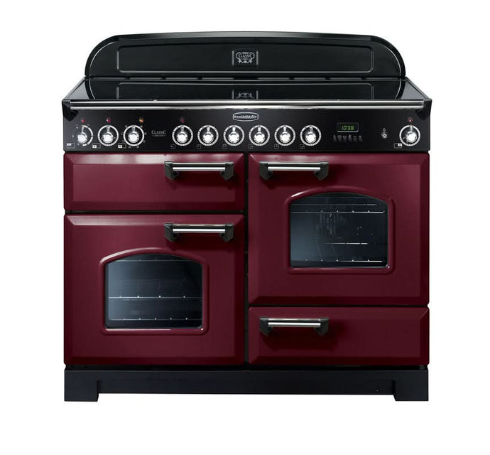 ceramic rangemaster classic deluxe 110 in cranberry with chrome trim