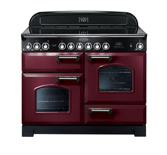 ceramic rangemaster classic deluxe 110 in cranberry with chrome trim