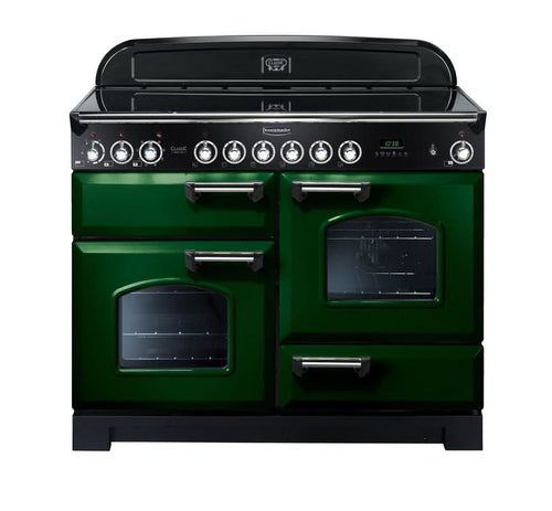 ceramic rangemaster classic deluxe 110 in green with chrome trim