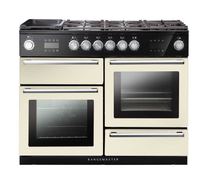 dual fuel rangemaster nexus steam oven 110 in ivory with chrome trim