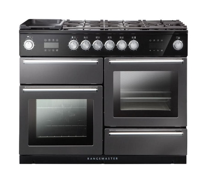 dual fuel rangemaster nexus steam oven 110 in slate with chrome trim