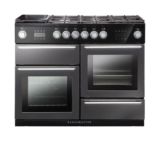 dual fuel rangemaster nexus steam oven 110 in slate with chrome trim