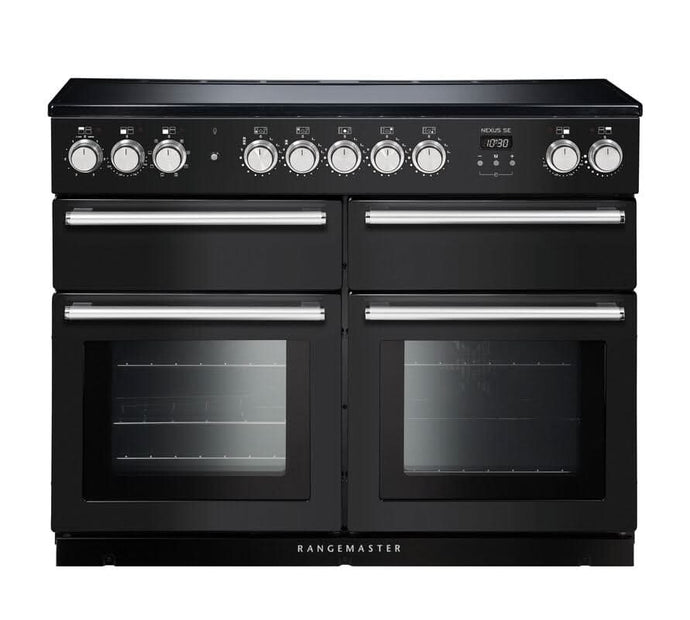 induction rangemaster nexus se 110 in black with chrome trim
