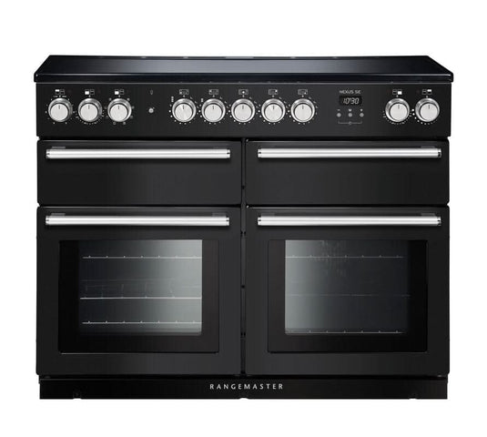 induction rangemaster nexus se 110 in black with chrome trim