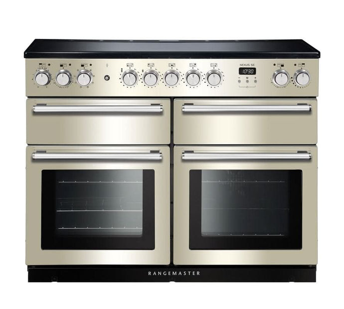 induction rangemaster nexus se 110 in ivory with chrome trim