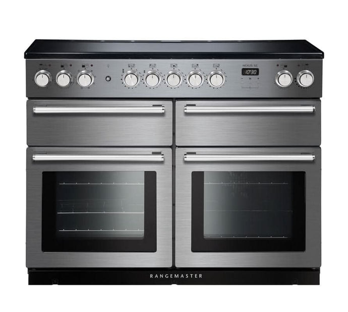 induction rangemaster nexus se 110 in stainless steel with chrome trim