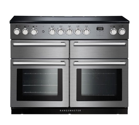 induction rangemaster nexus se 110 in stainless steel with chrome trim