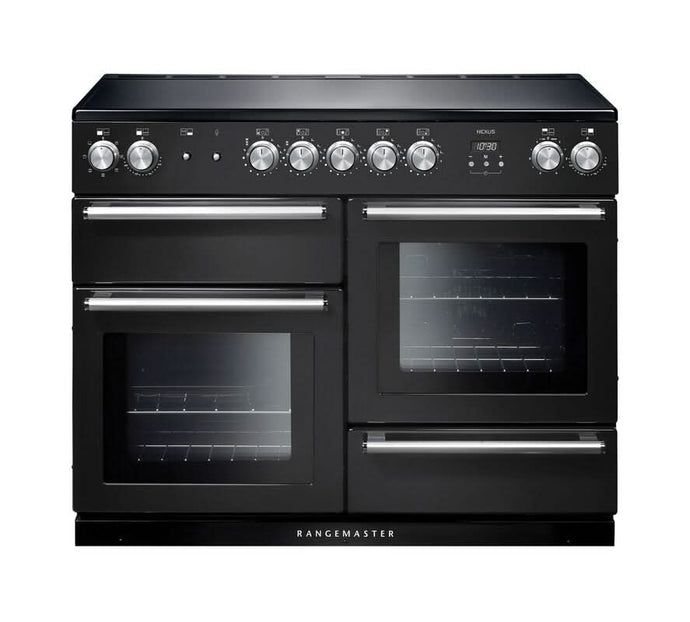 induction rangemaster nexus 110 in charcoal black with chrome trim