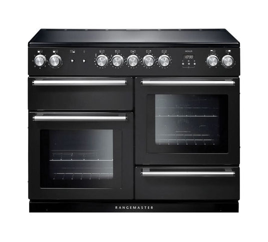 induction rangemaster nexus 110 in charcoal black with chrome trim