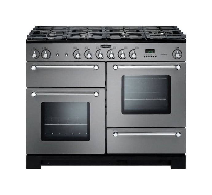natural gas rangemaster kitchener 110 in stainless steel with chrome trim