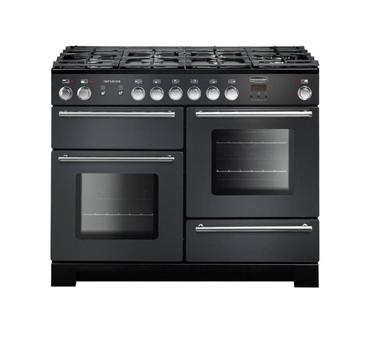 dual fuel rangemaster infusion 110 in slate with chrome trim