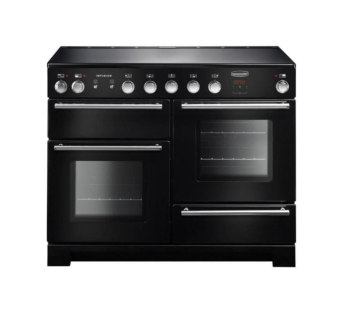 induction rangemaster infusion 110 in black with chrome trim