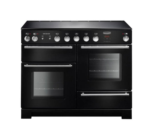 induction rangemaster infusion 110 in black with chrome trim